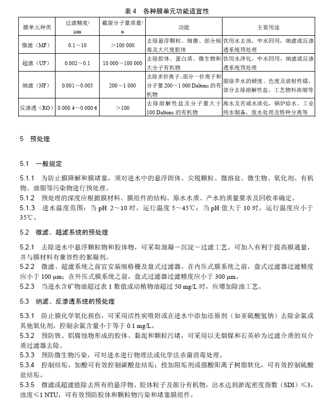 膜分離法污水處理工程技術(shù)規(guī)范