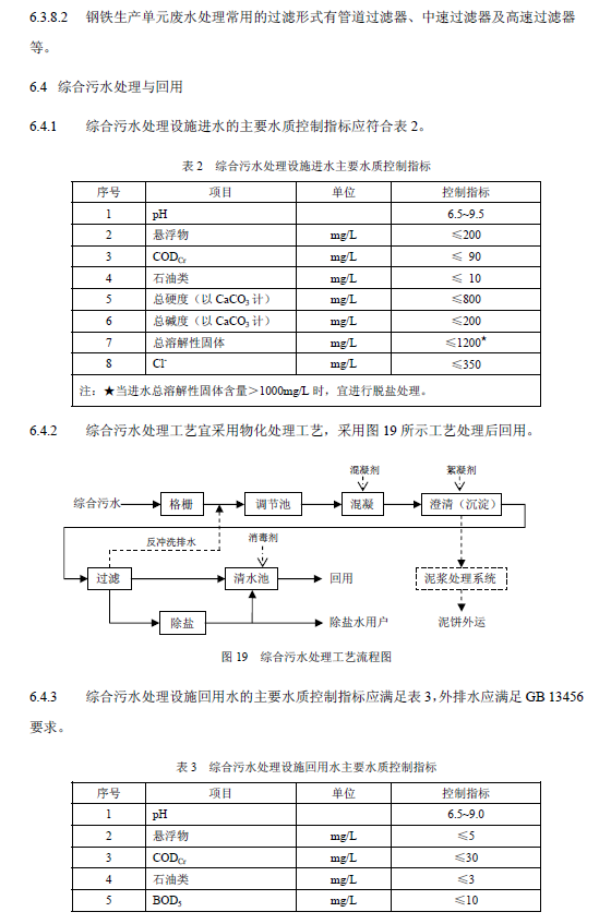 鋼鐵工業(yè)廢水治理及回用工程技術規(guī)范